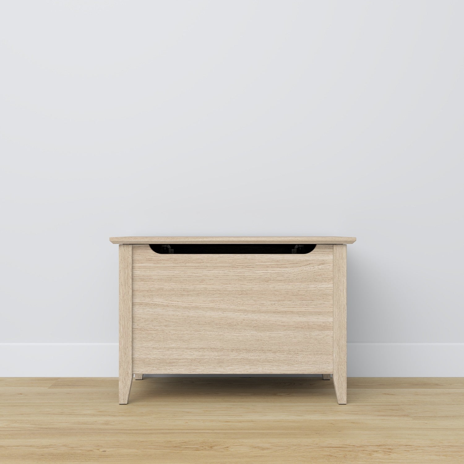 Truhe Eichenholz Eiche gebleicht – Aufbewahrung und Sitzbank, skandinavischer Stil Nizio