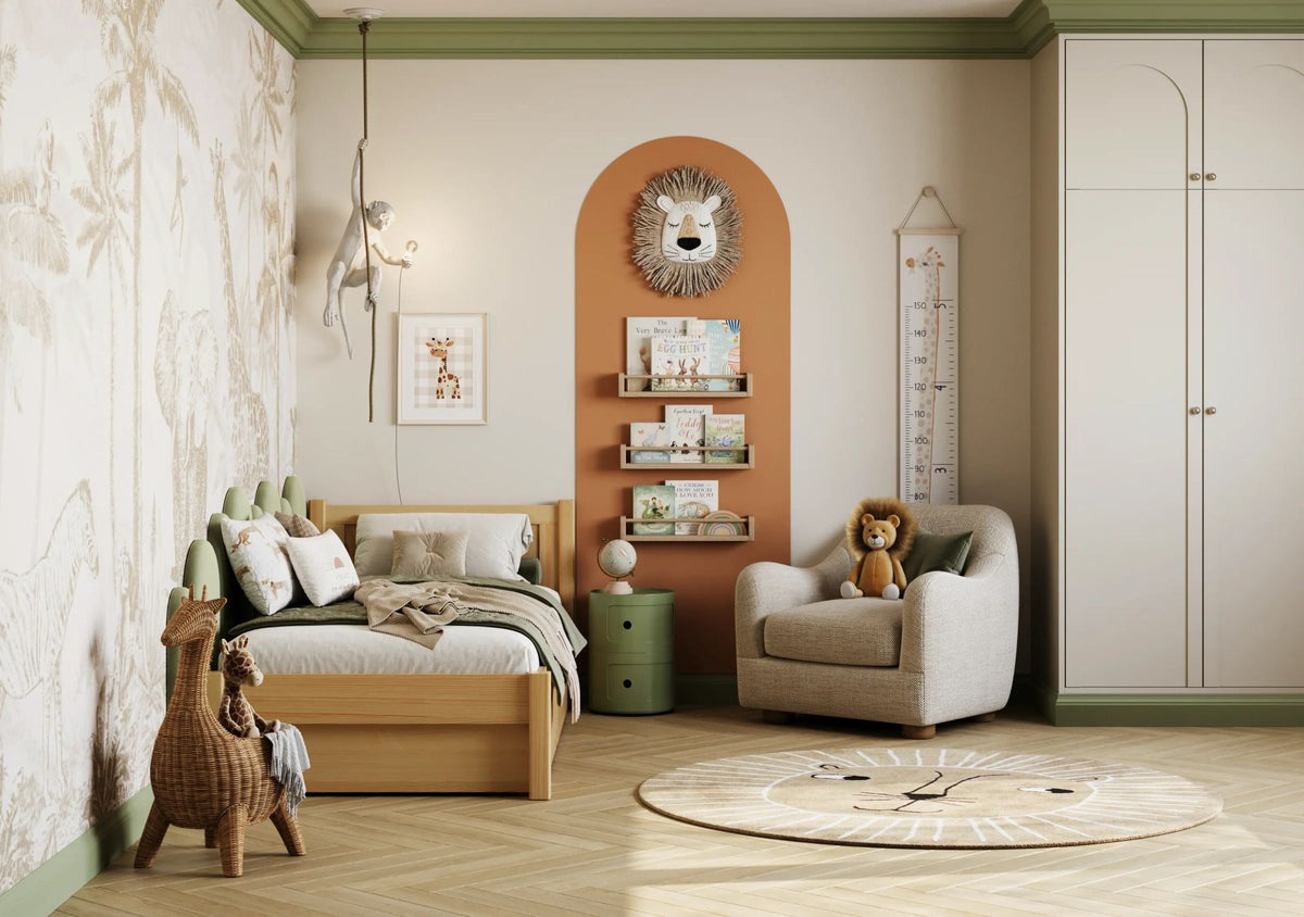 Lit pin naturel z tiroir – vue de côté, en bois, Nizio Home