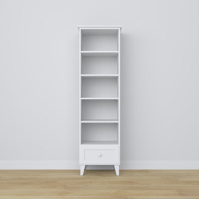 Bookcase with drawer wooden white 57 cm – living room and office, Scandinavian style