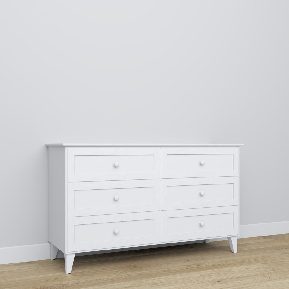 Commode 6S en bois blanc – plateau et détails, haute qualité Nizio Home
