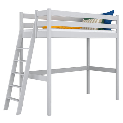 Hochbett aus Holz grau – Kinderzimmer, Massivholz, Scandi-Stil