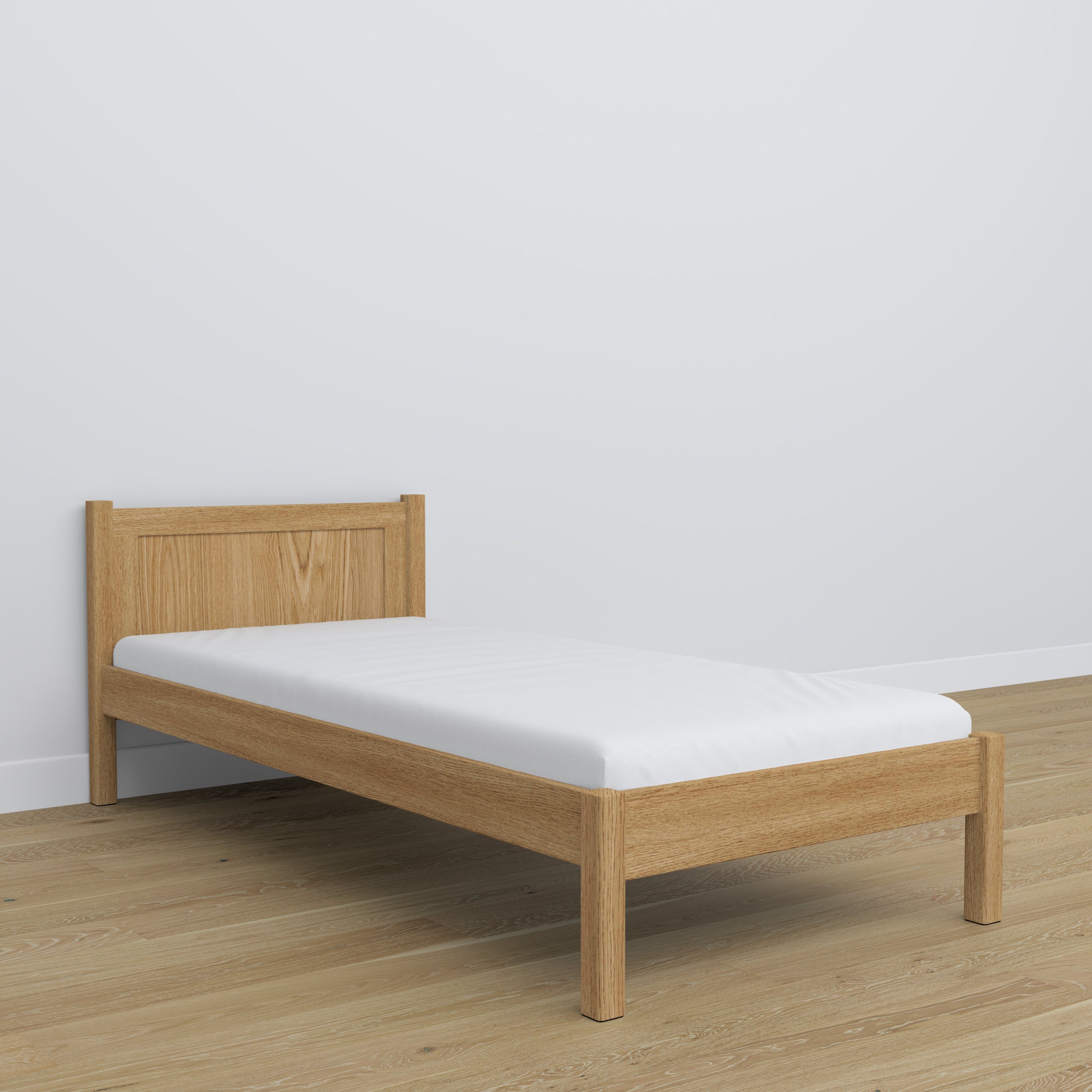 Einzelbett aus Eiche natur – Details der Verbindungen und des Holzes, Nizio Home