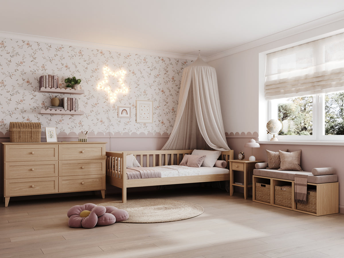 Sofa-lit en chêne chêne naturel – détails du bois et des assemblages, Nizio Home