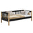 Sofa-Bett schwarz mit Eiche aus Holz – Maße und Schema, Nizio