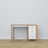 Bureau 3S blanc avec chêne en bois – vue de côté, profondeur du plateau