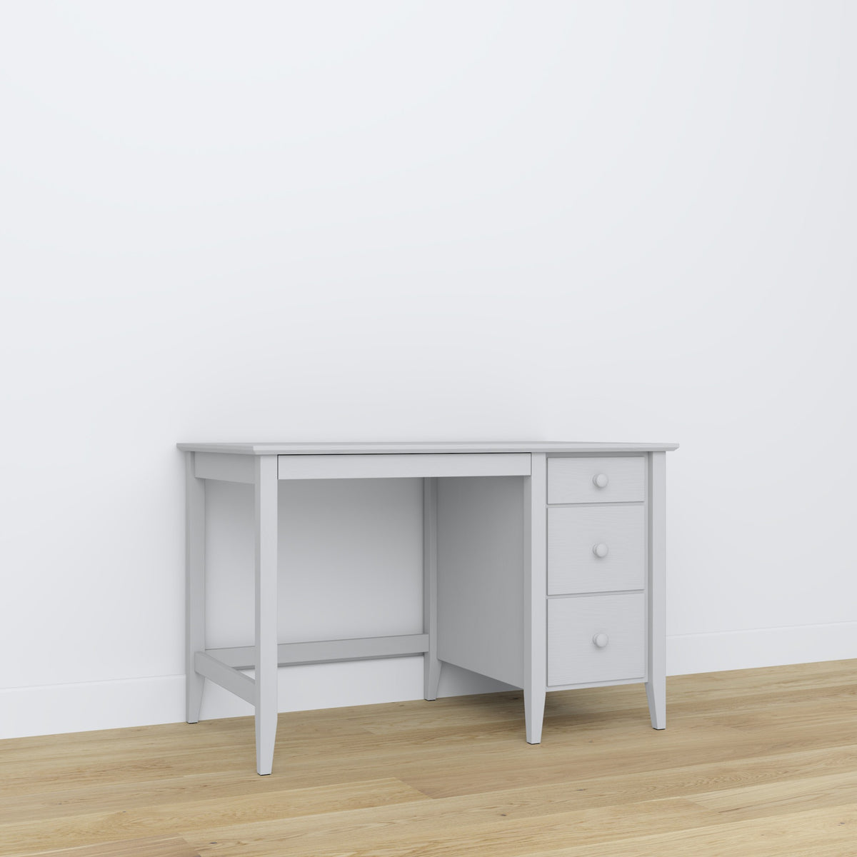 Bureau 3S gris – en bois, plateau compact, vue frontale, Nizio