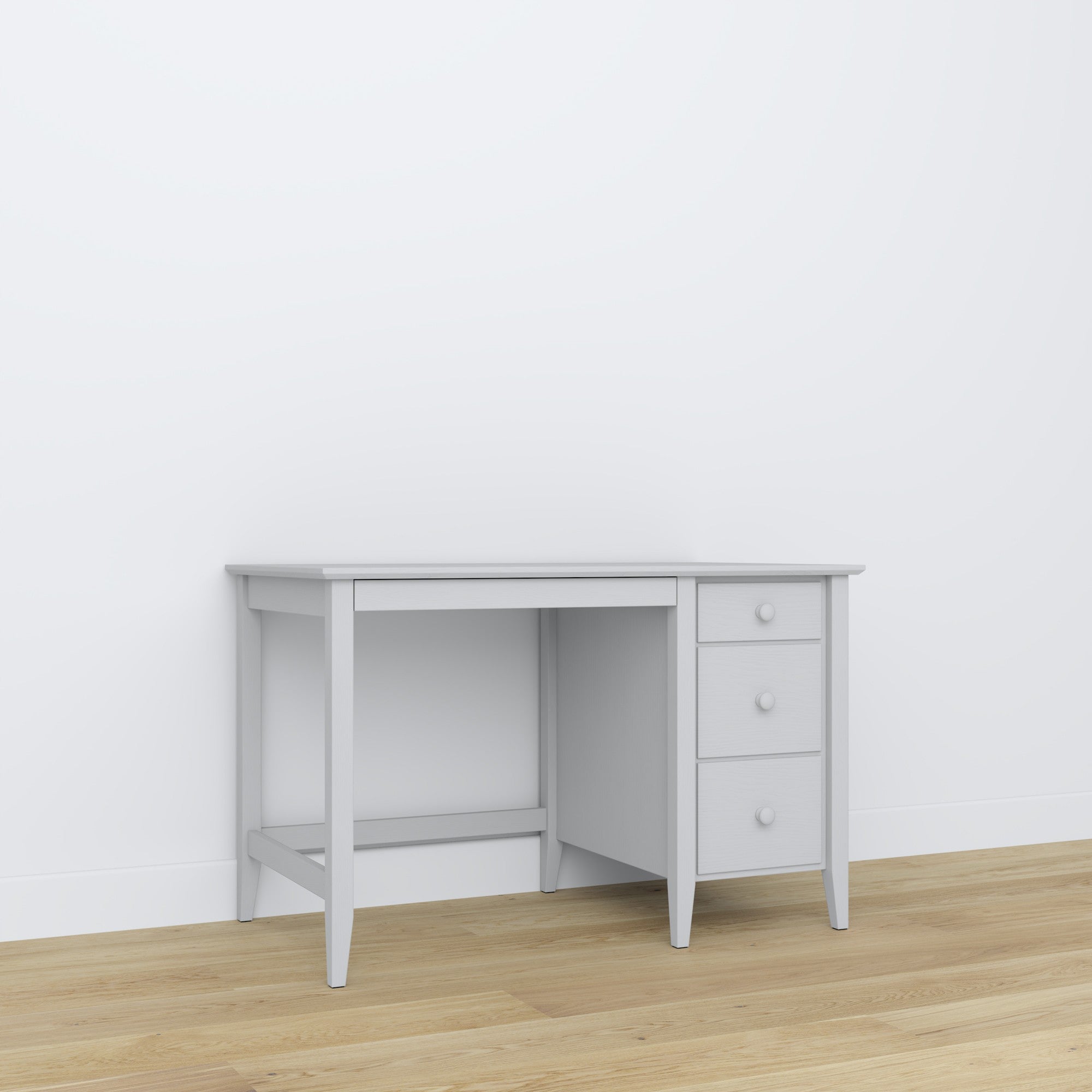 Bureau 3S gris – en bois, plateau compact, vue frontale, Nizio