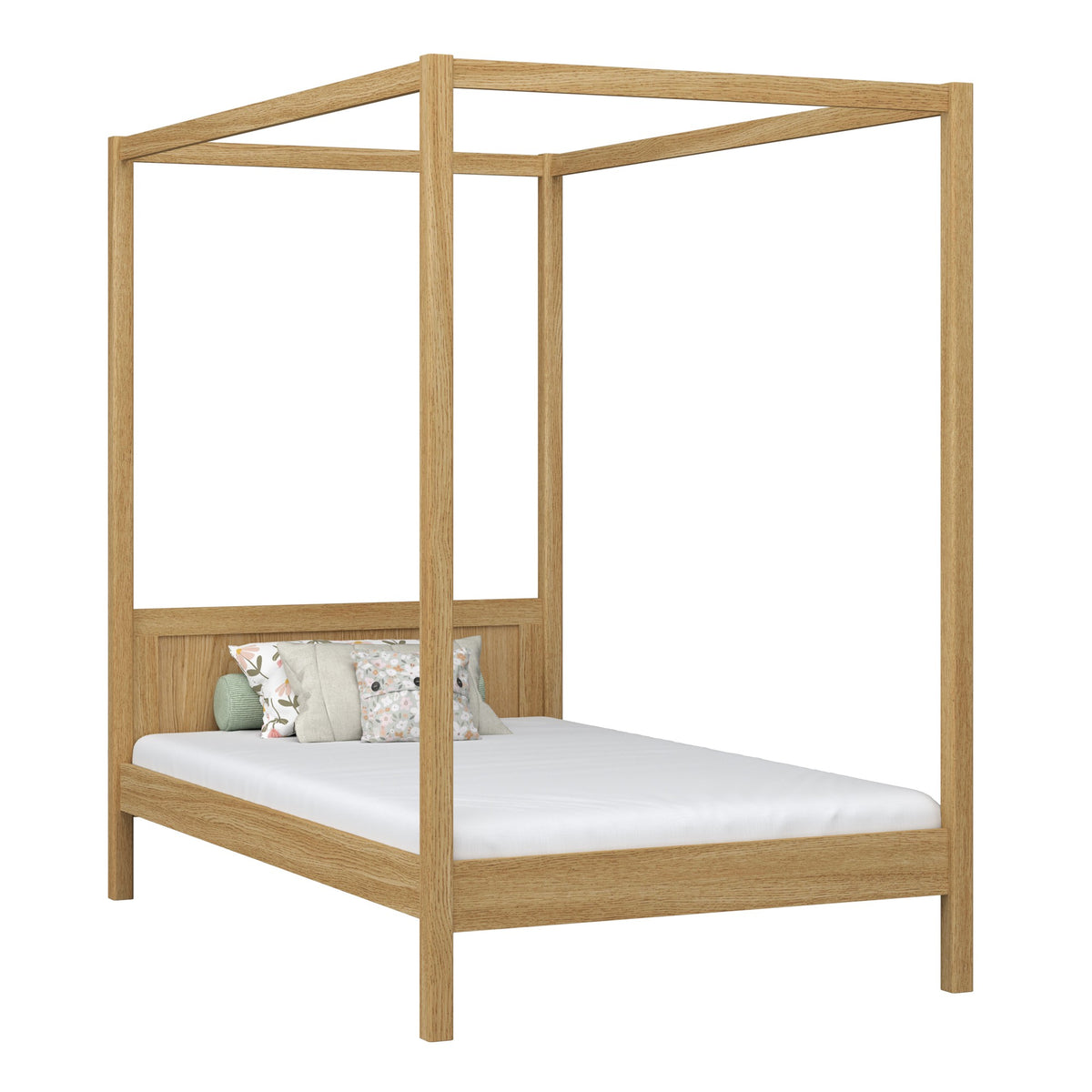 Lit à baldaquin en chêne chêne naturel – chambre d'enfant, style scandinave Nizio