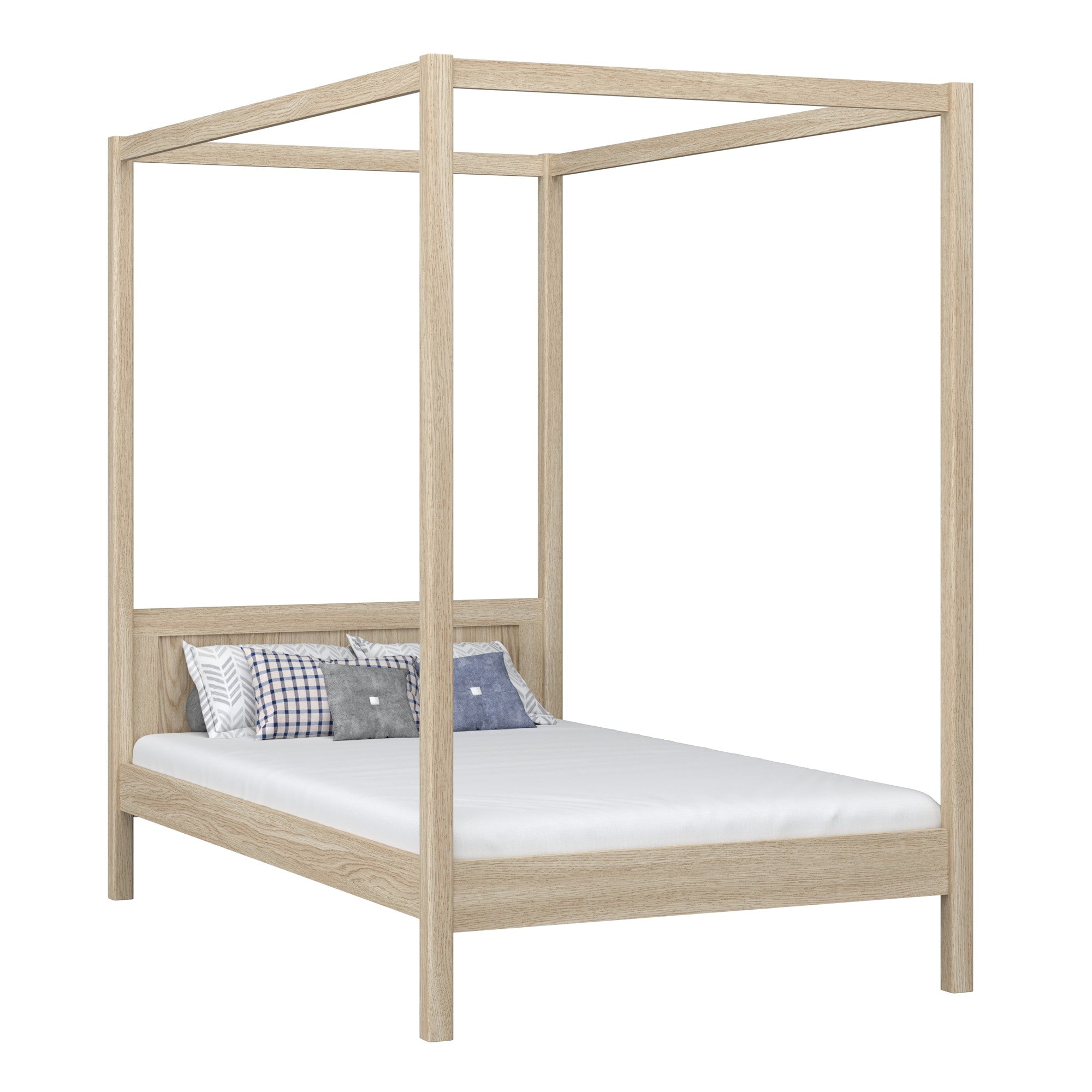 Bett mit Baldachin Eiche gebleicht – Kinderzimmer, skandinavischer Stil Nizio