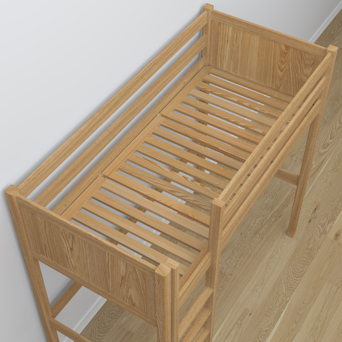 Oak Loft Bed with Desk Natural Oak – Ladder and Joint Details