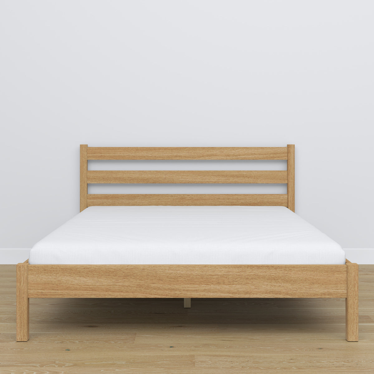 Doppelbett Natureiche – Seitenansicht, Proportionen und Form, Schlafzimmer