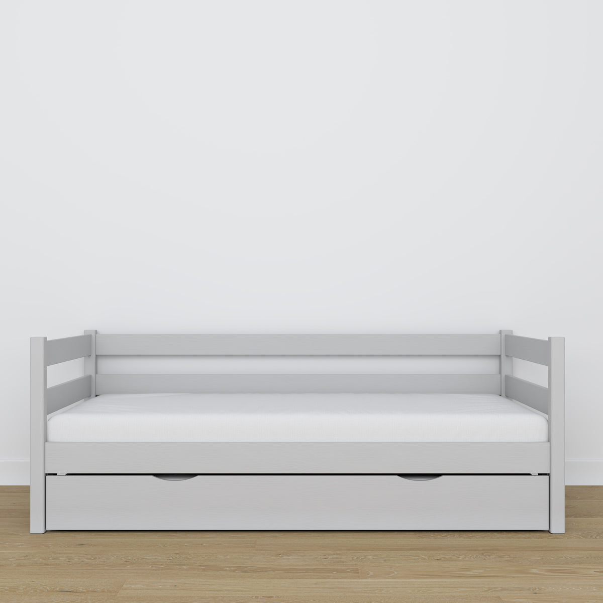 Sofabett mit Schublade für Matratze grau aus Holz – Maße, Nizio