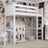 Hochbett aus Holz, Weiß – freier Raum unter dem Schlafbereich, Nizio