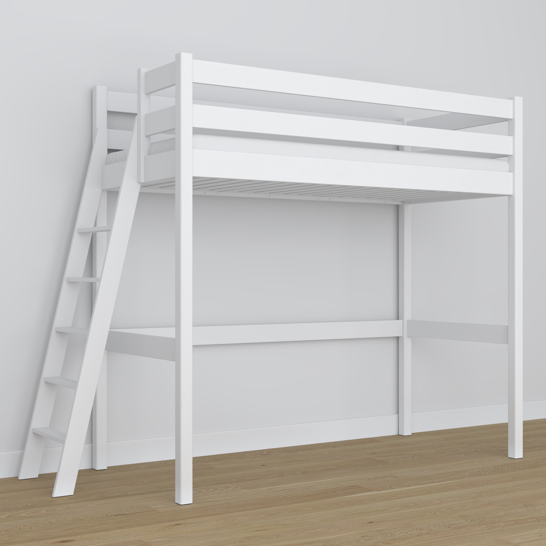 Hochbett weiß aus Holz – Maße und Schema, Nizio