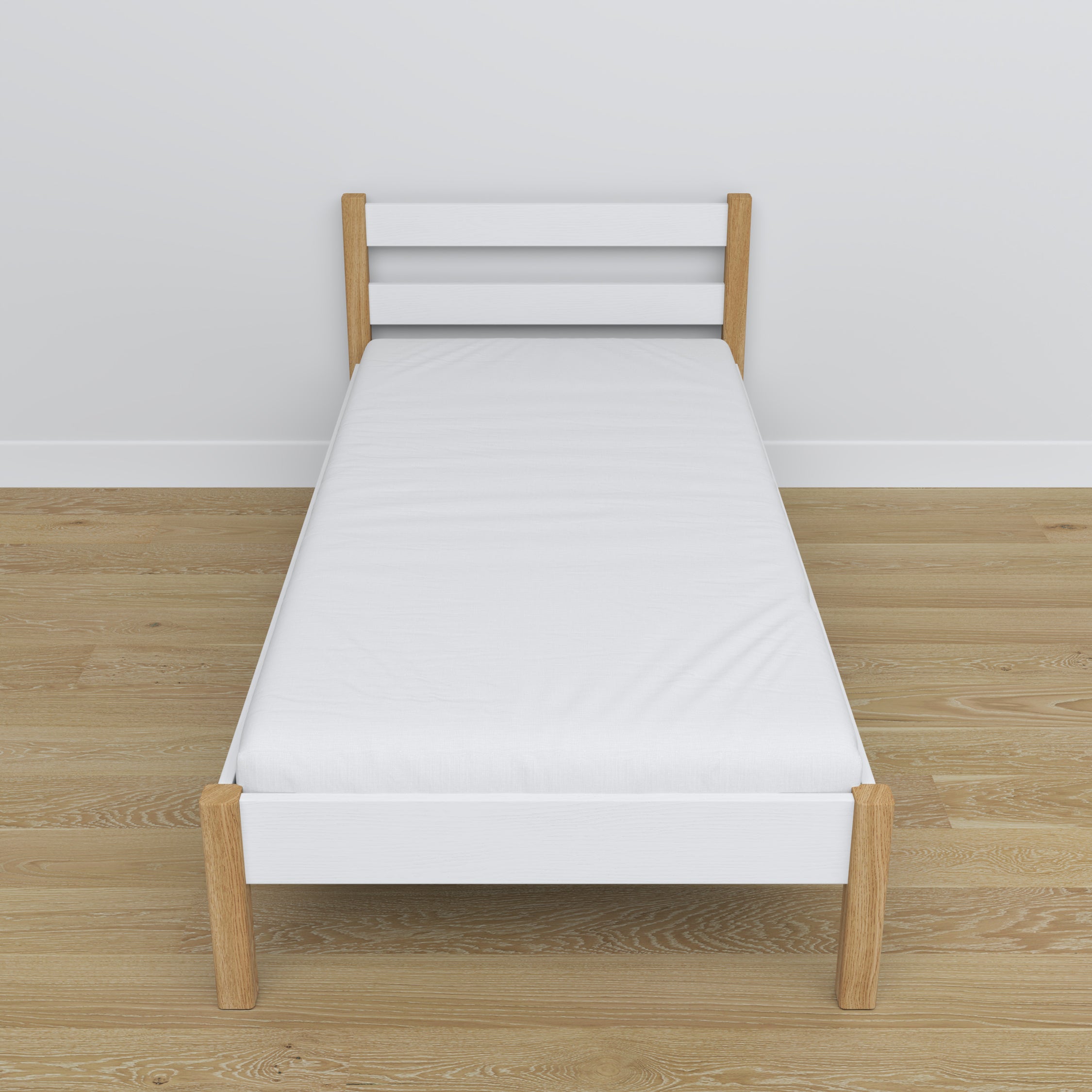 Bett Weiß-Eiche aus Holz – Maße und Schema, Nizio Home