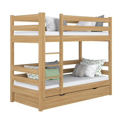 Oak Bunk Bed with Drawer Natural Oak – Children’s Room, Solid Wood, Scandi