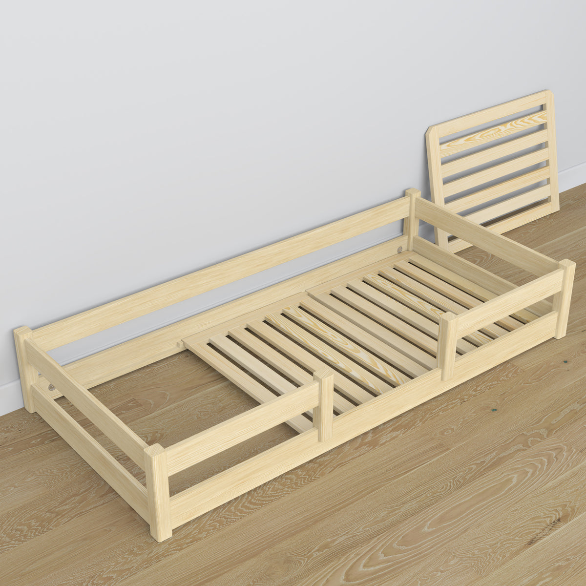 Lit bas pin incolore en bois – dimensions et schéma, Nizio
