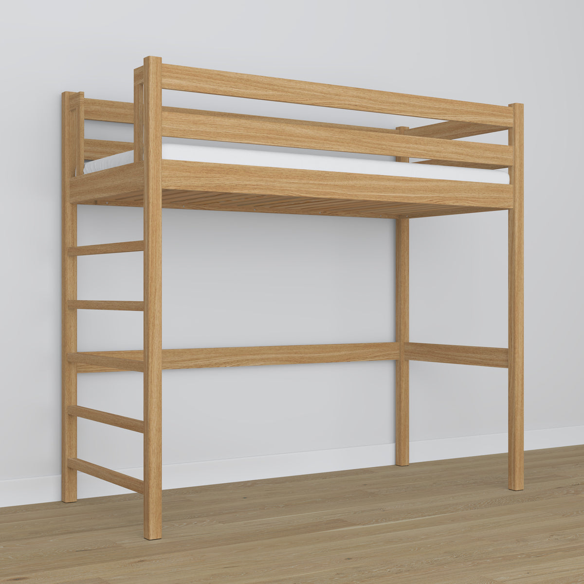 Hochbett Natureiche aus Eichenholz – Maße und Schema, Nizio