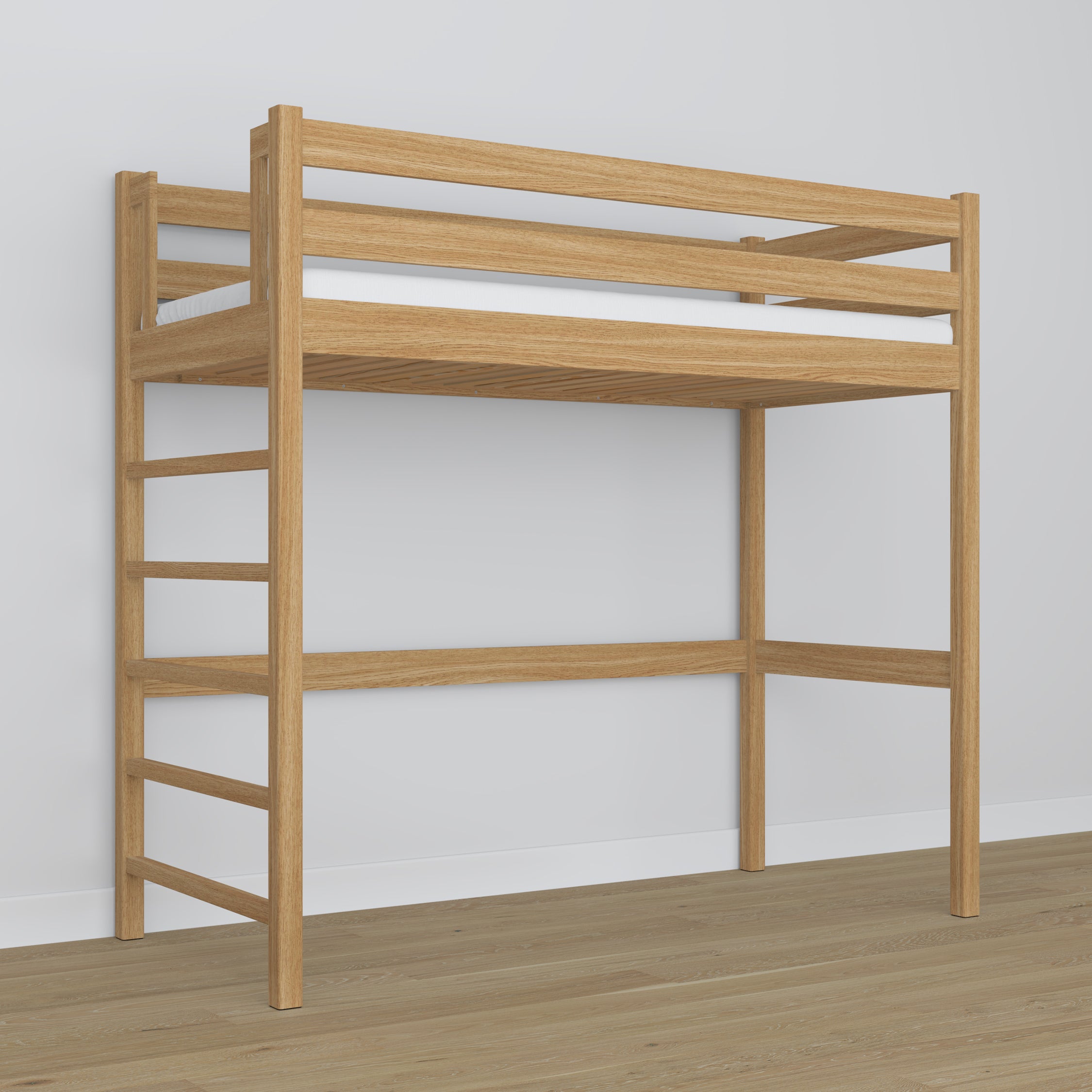 Hochbett Natureiche aus Eichenholz – Maße und Schema, Nizio