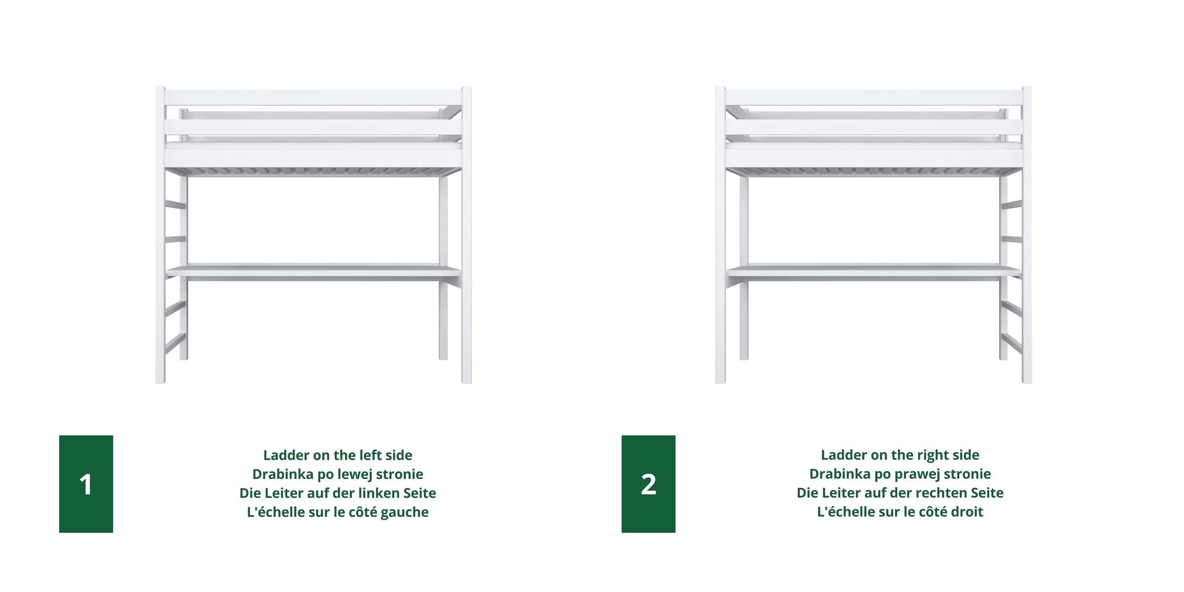 lit mezzanine avec bureau N01 RAL/NCS – en bois, couleur adaptée à l'intérieur, Nizio Home