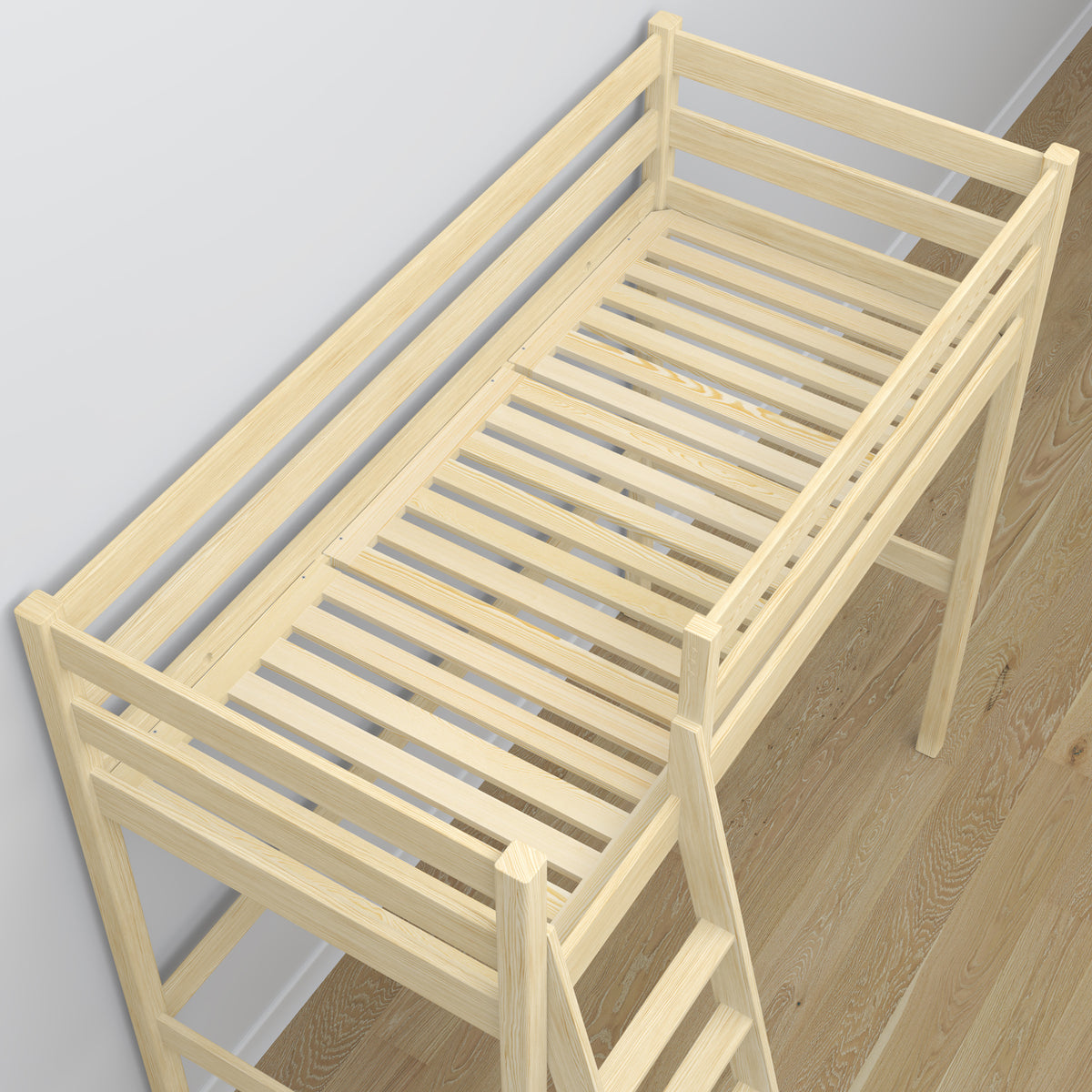 Clear Pine Wooden Loft Bed – Ladder and Joint Details, Nizio Home