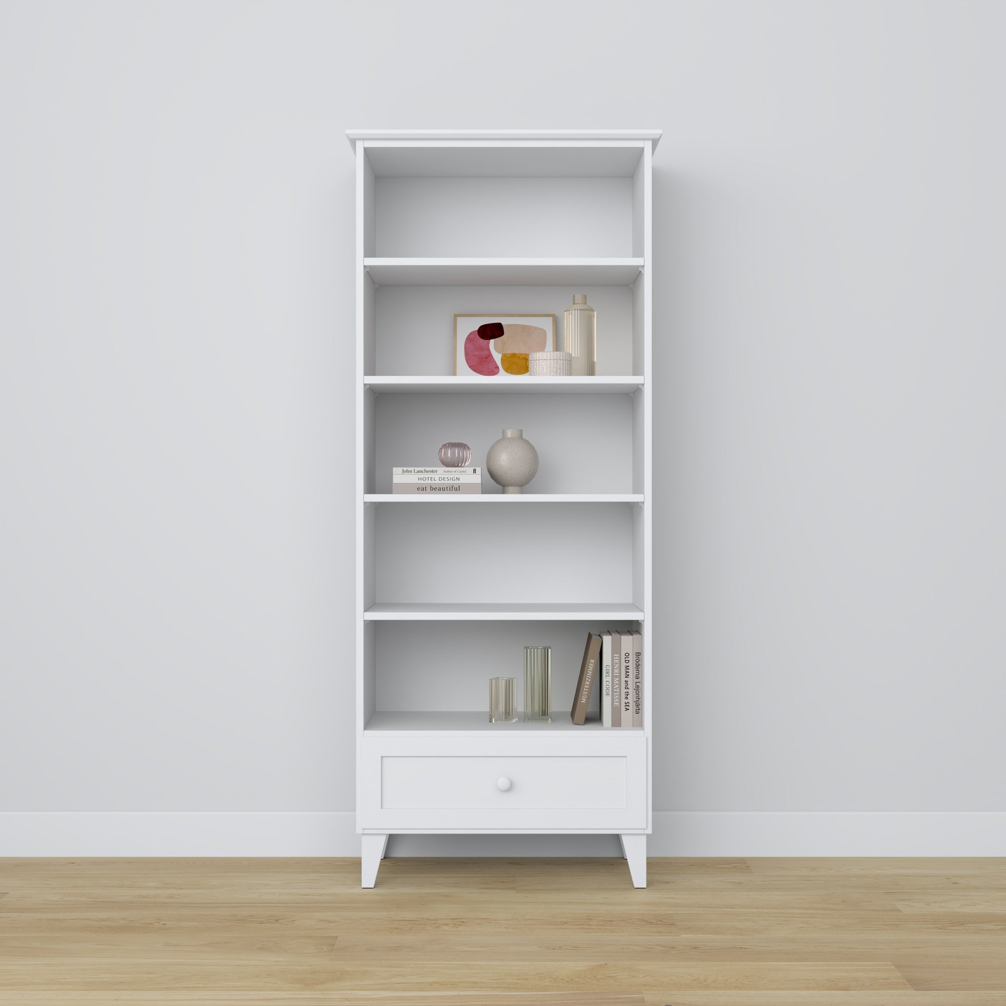 bookcase 1S 80 Scandi wooden in custom RAL/NCS color – solid wood, Nizio