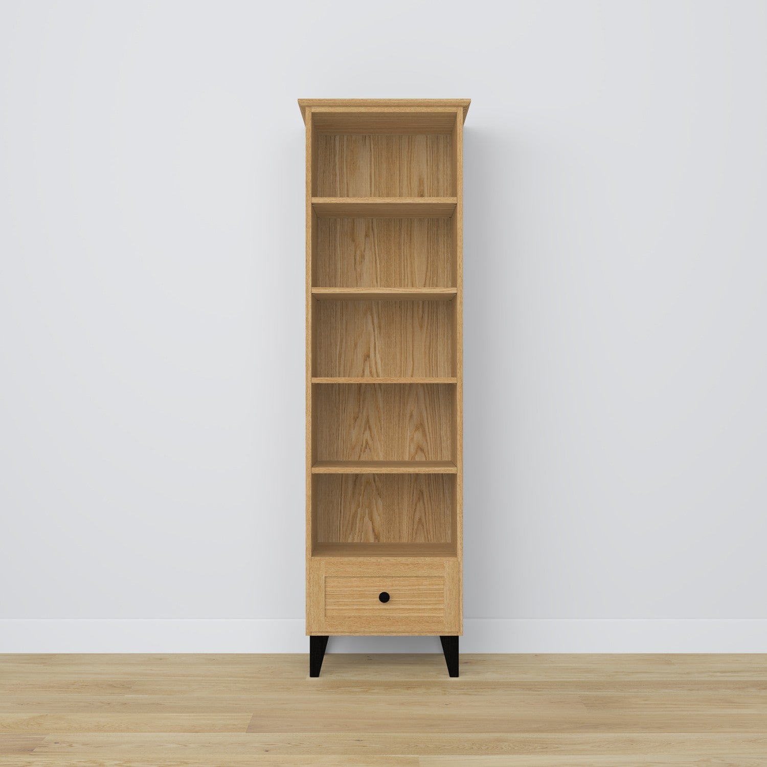 Étagère z tiroir en chêne chêne naturel avec noir 57 cm – salon i bureau, style scandinave