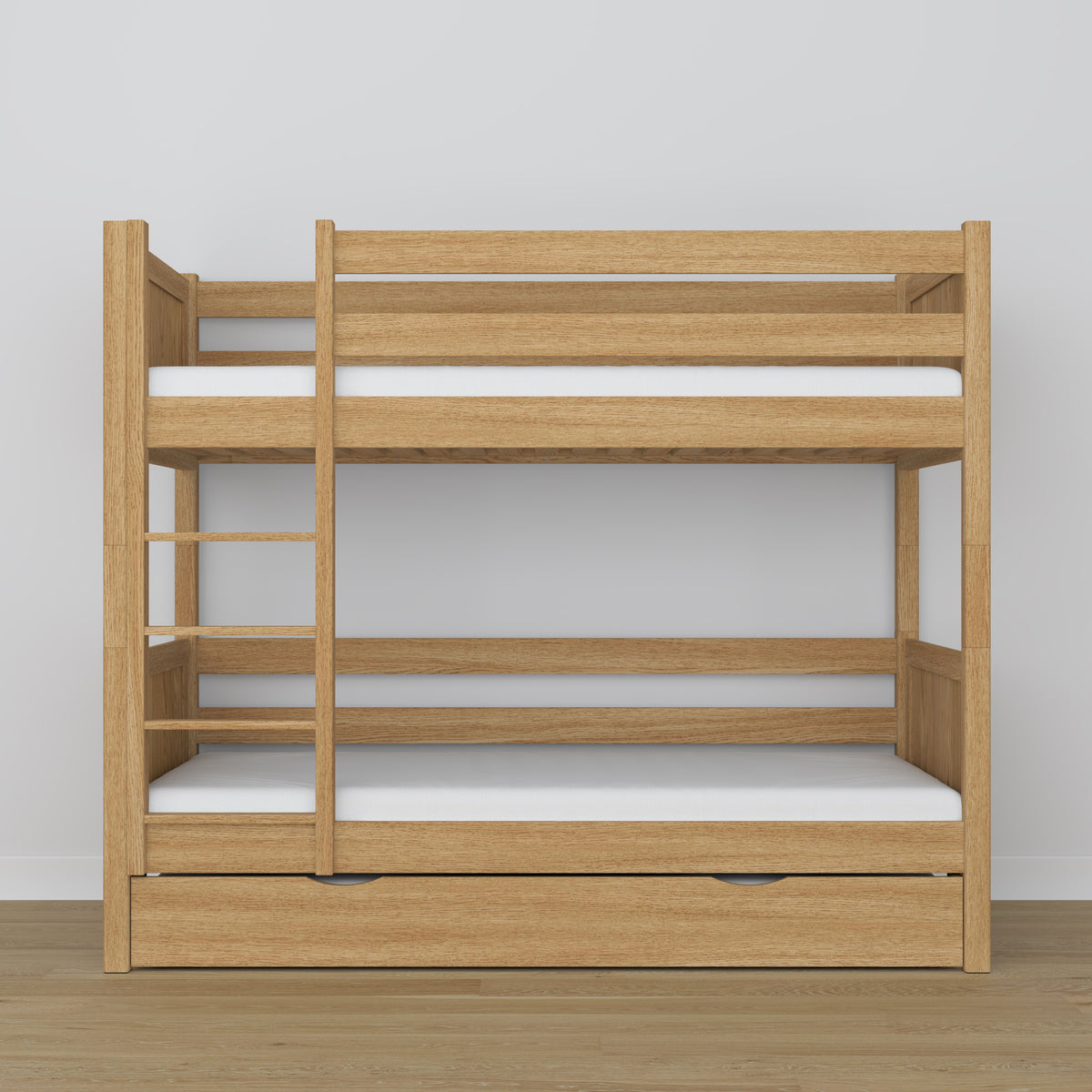 Oak Bunk Bed Natural Oak – Interior of Mattress Drawer, Children’s Room
