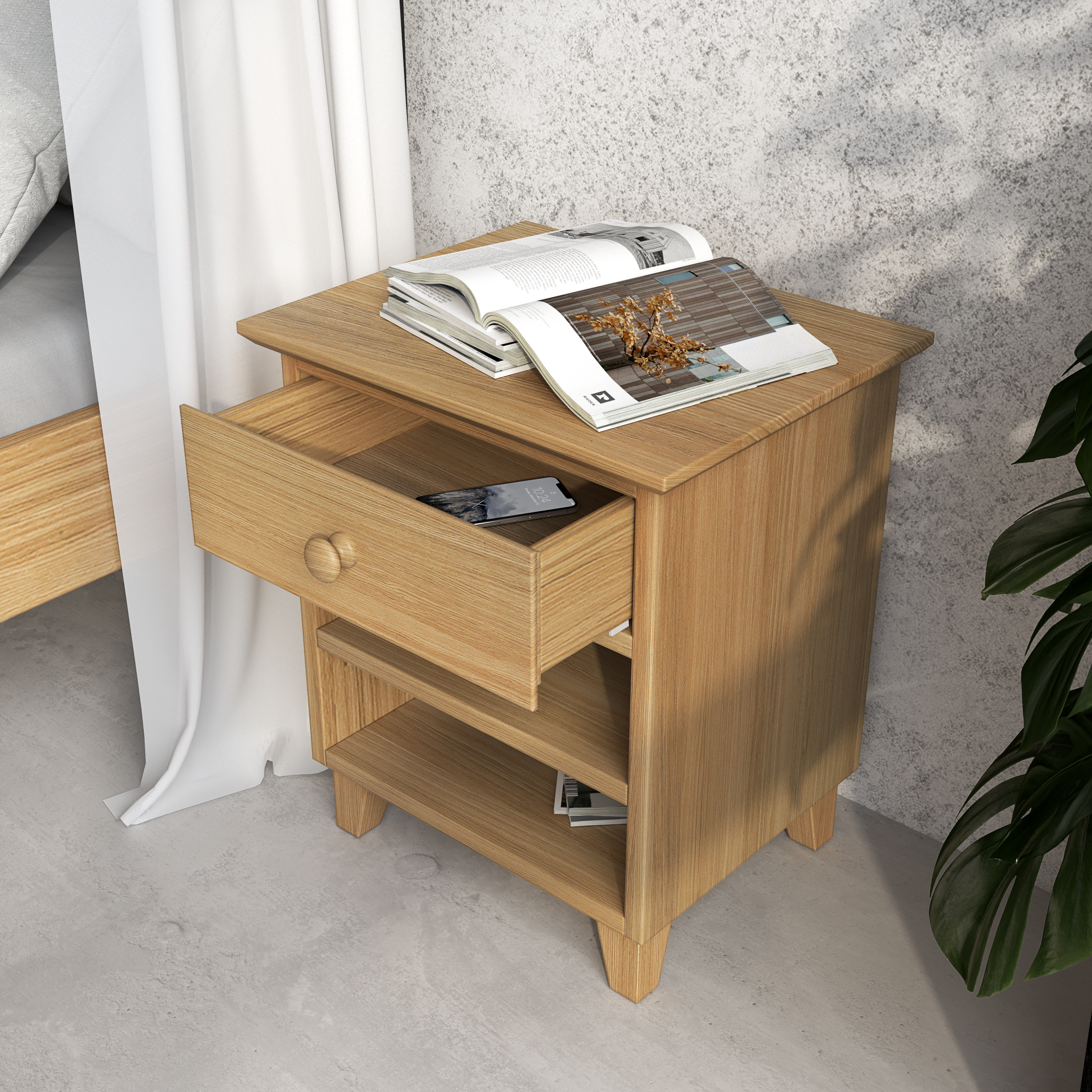Table de chevet 1S N02 Scandi en chêne chêne naturel
