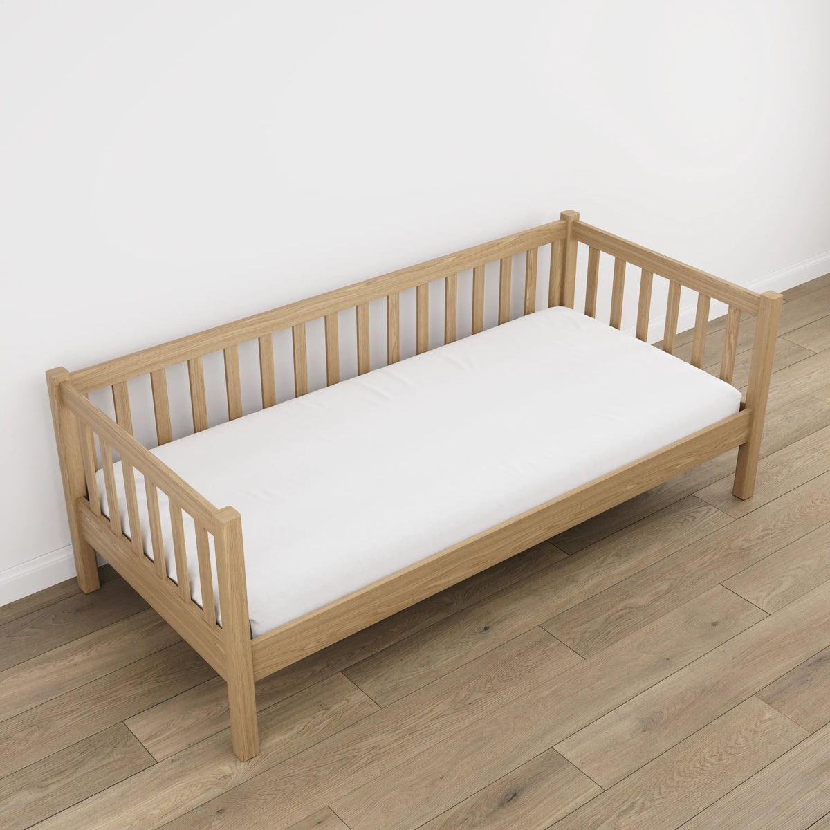 Sofa-lit chêne naturel – pieds et base en chêne, gros plan sur les détails