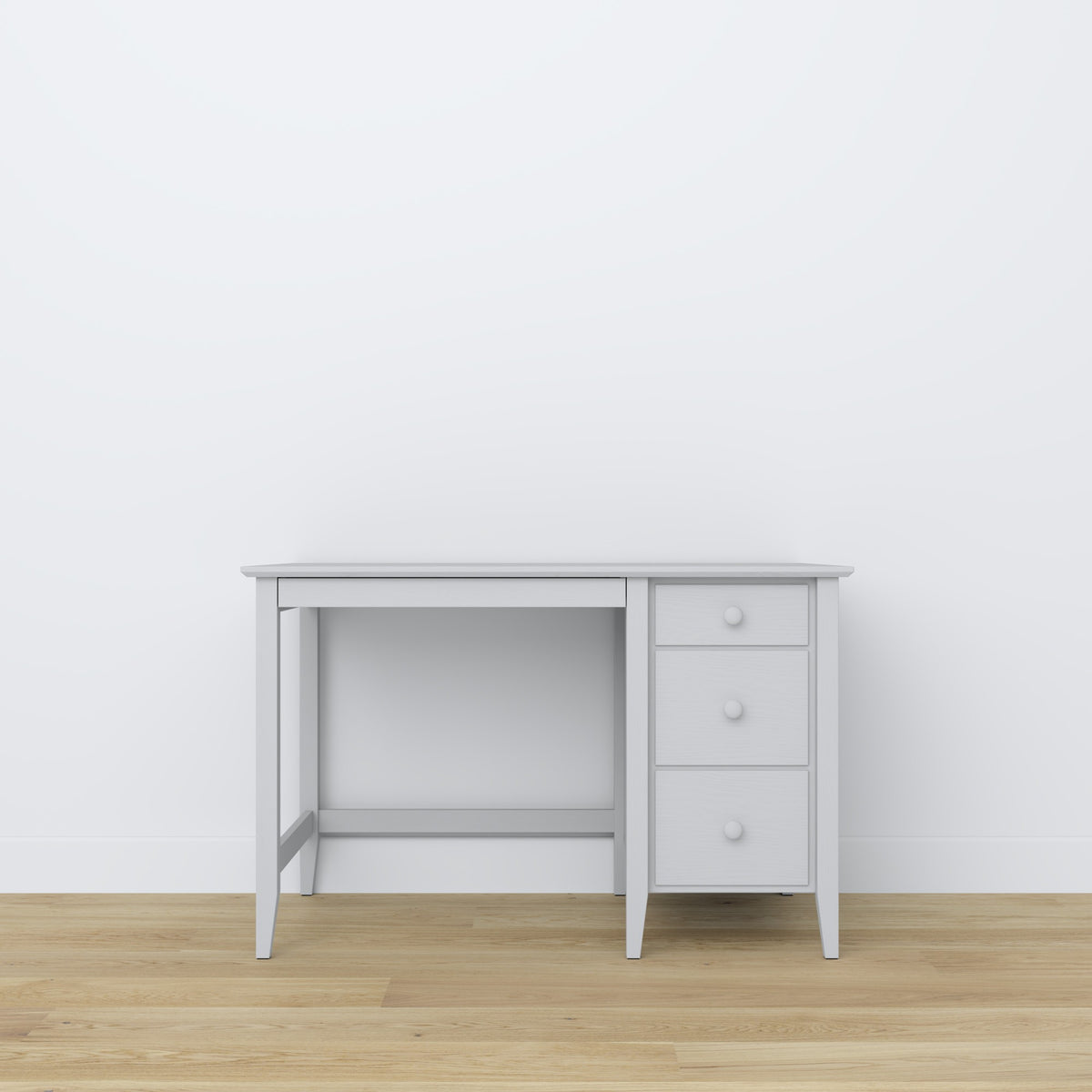 Bureau 3S gris en bois – vue de côté, profondeur du plateau