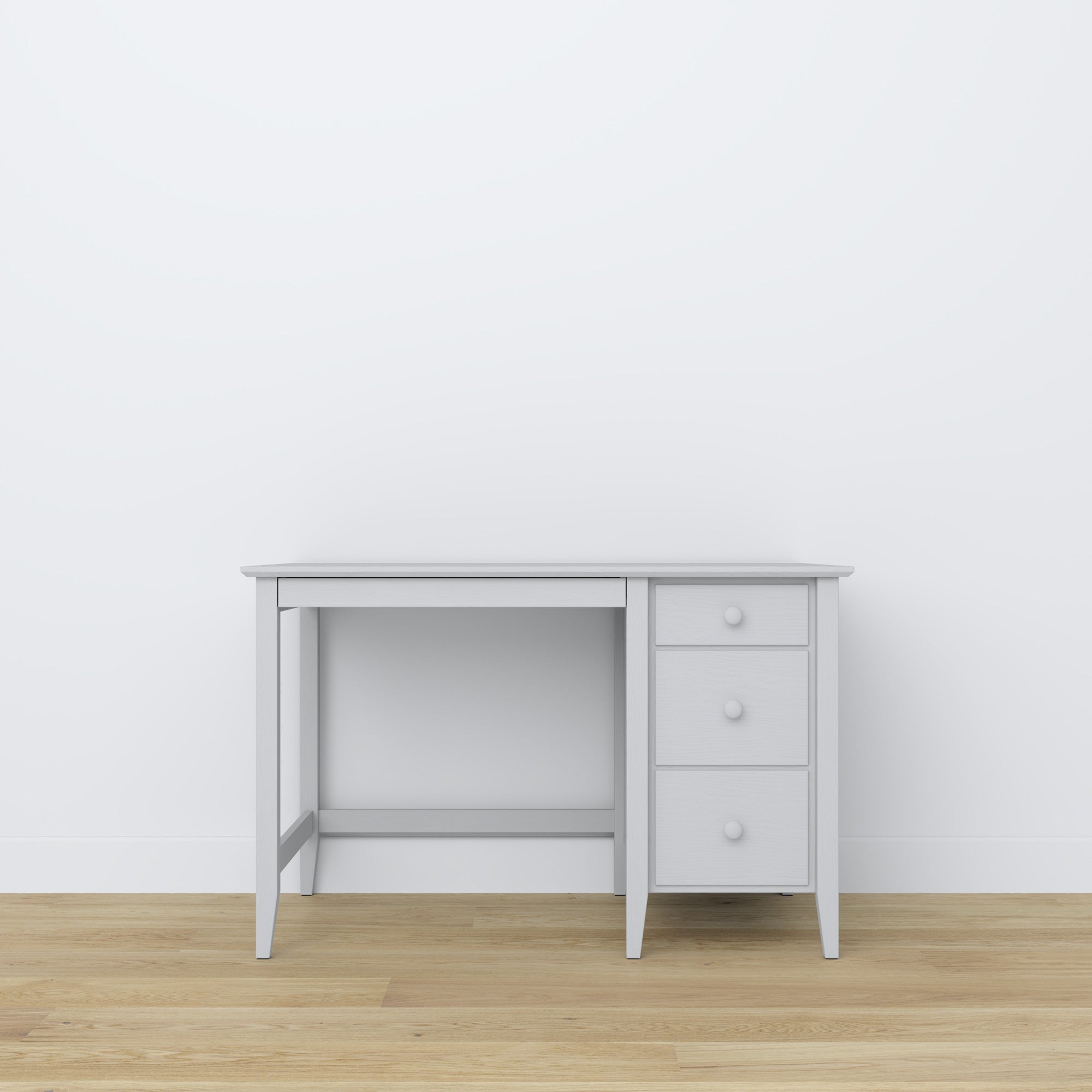 Bureau 3S gris en bois – vue de côté, profondeur du plateau