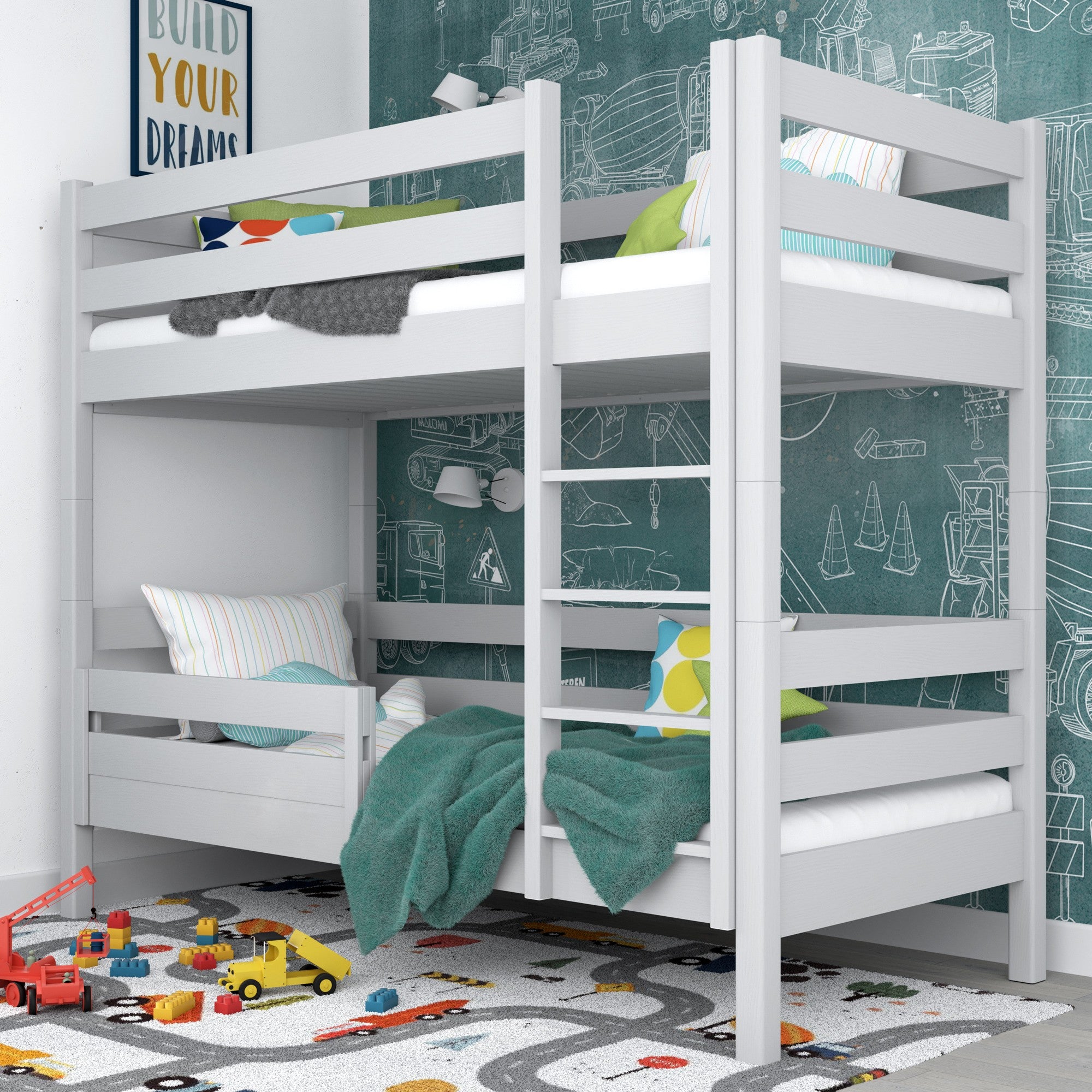 Safety rail grey – wooden, front view, Nizio Home