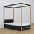 Black and Oak Canopy Bed – Drawer for Additional Mattress, Wooden