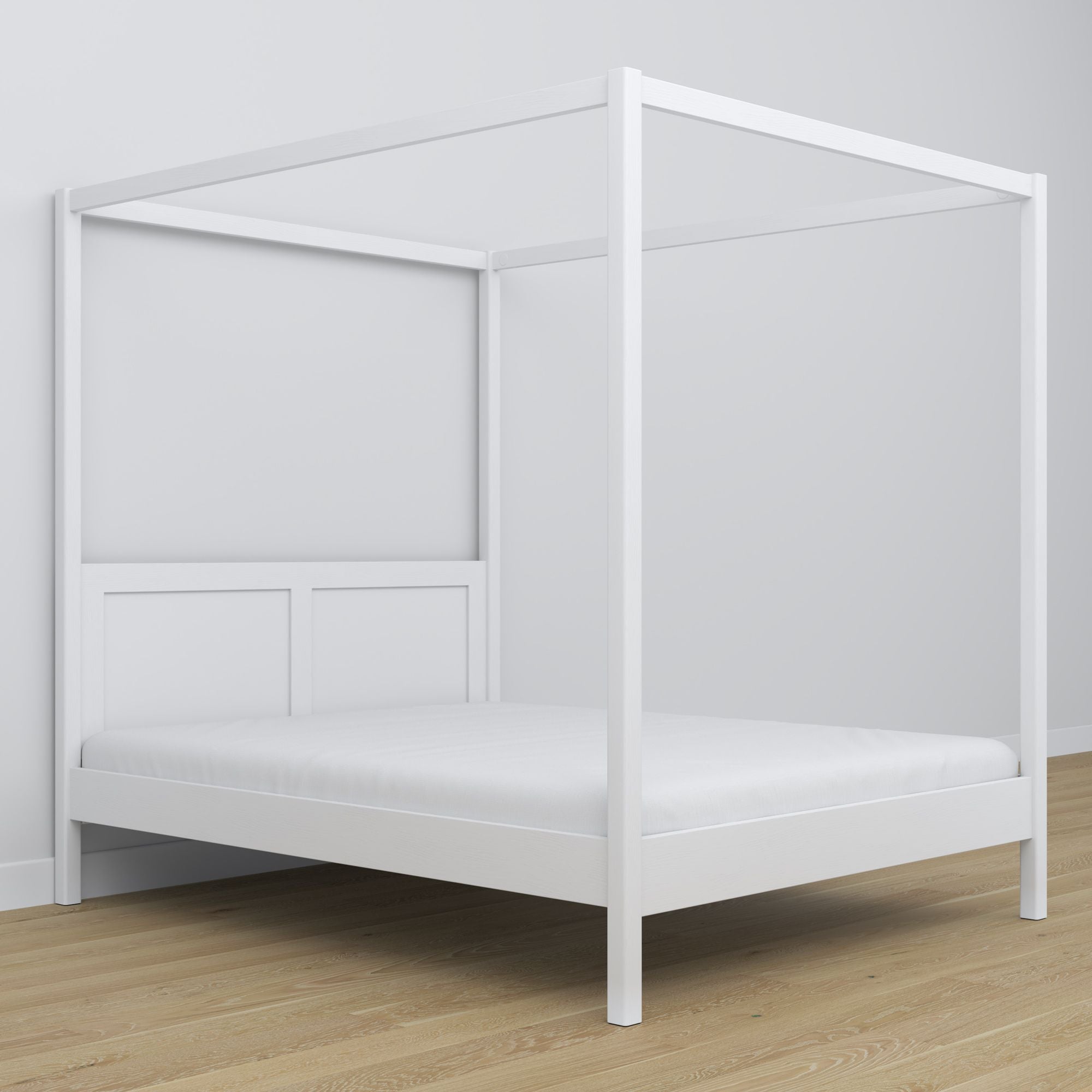 Lit à baldaquin en bois blanc – dimensions et schéma, Nizio Home