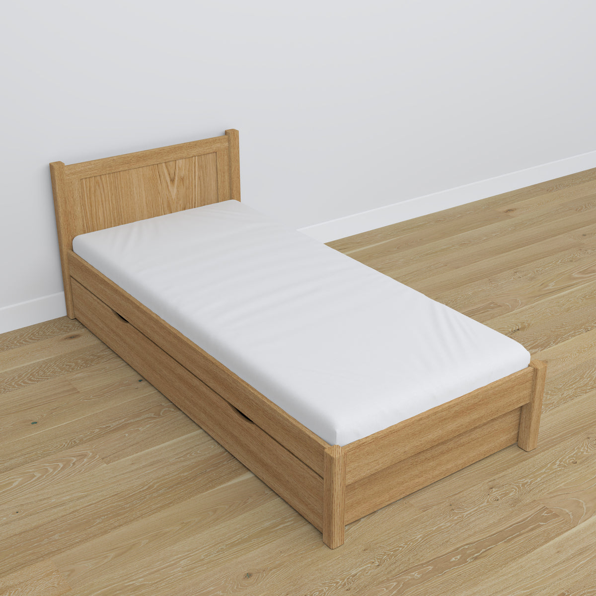 Bett mit Schublade aus Natureiche – Maße und Schema, Nizio Home