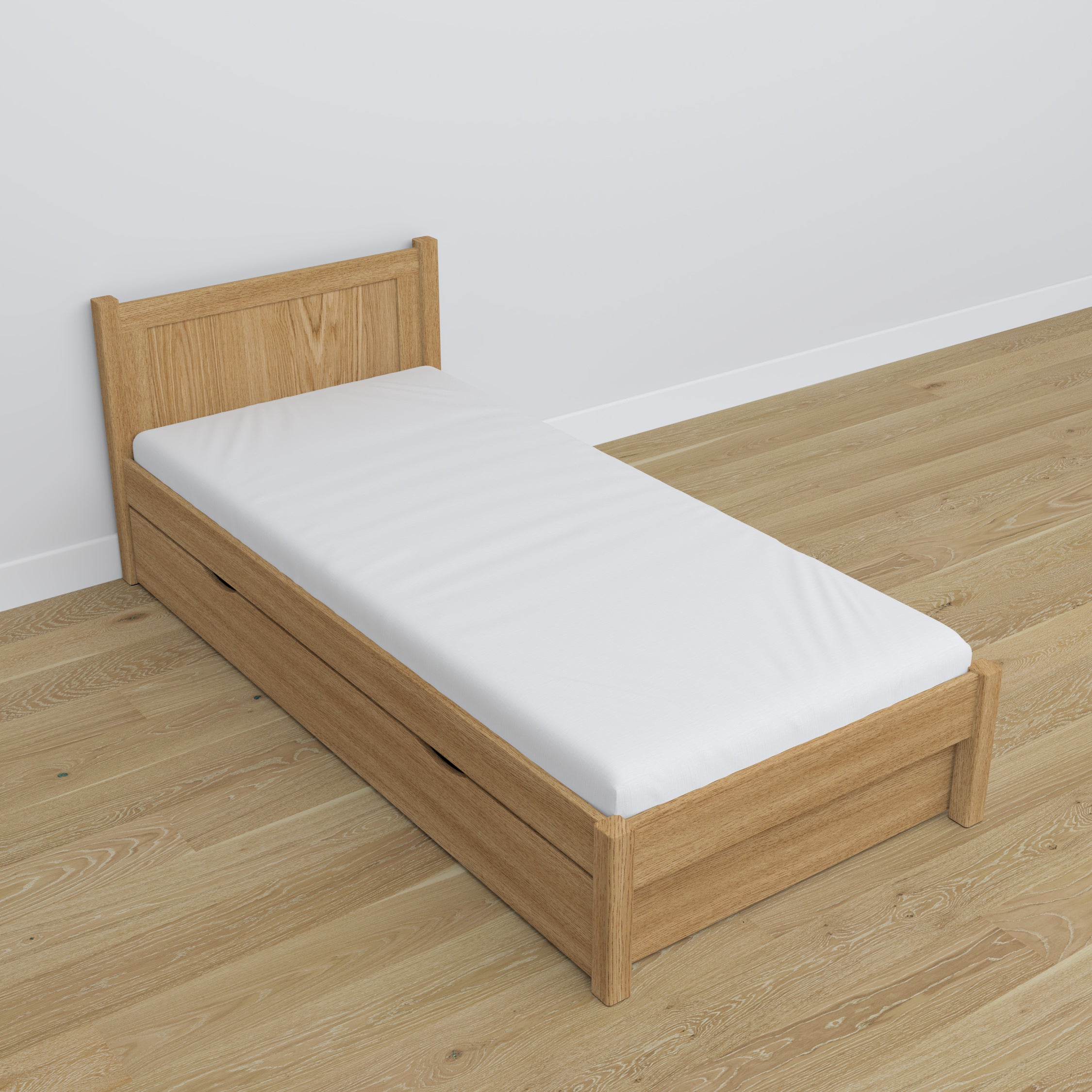 Bett mit Schublade aus Natureiche – Maße und Schema, Nizio Home