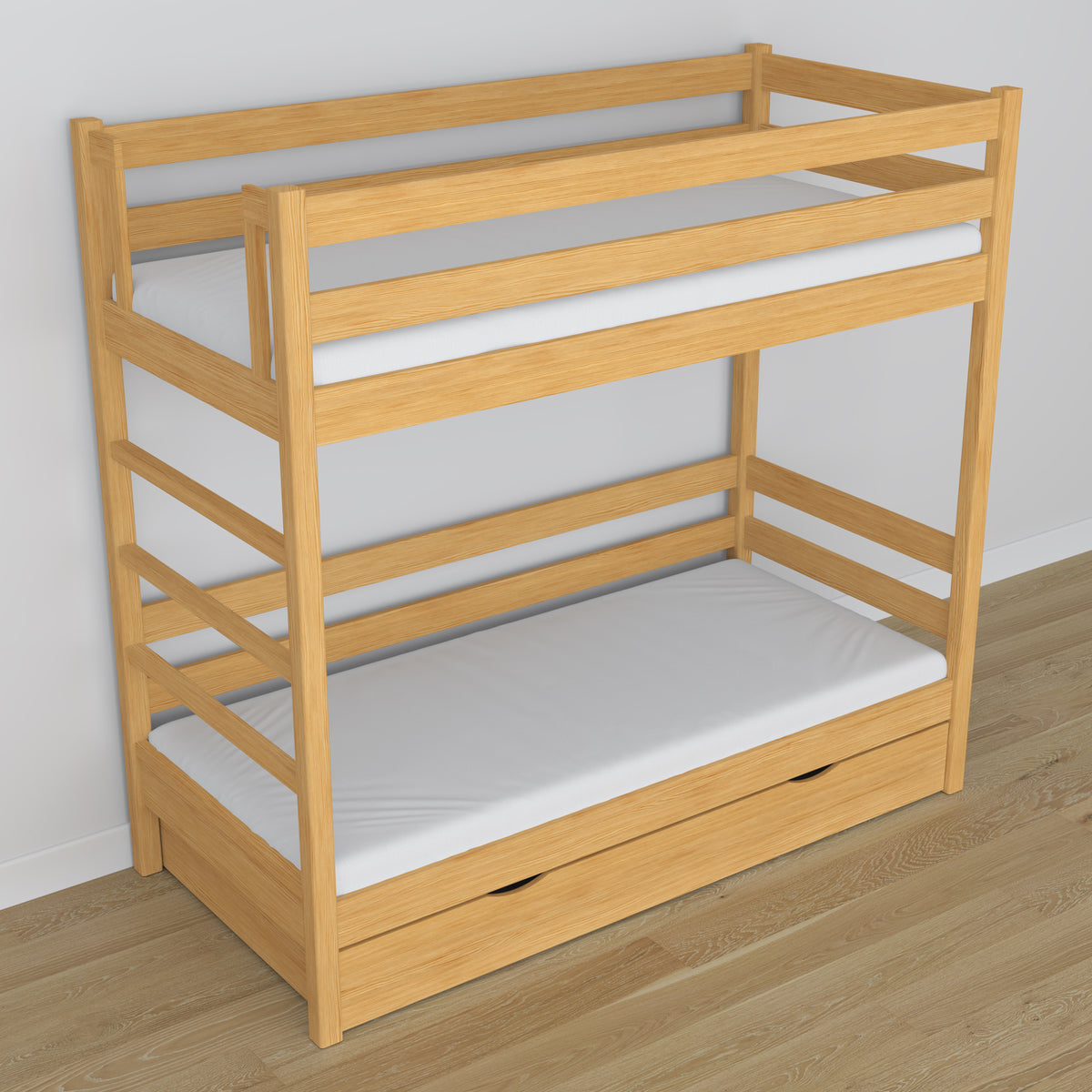 Natural Pine Wooden Bunk Bed – Ladder and Joint Details, Children’s Room
