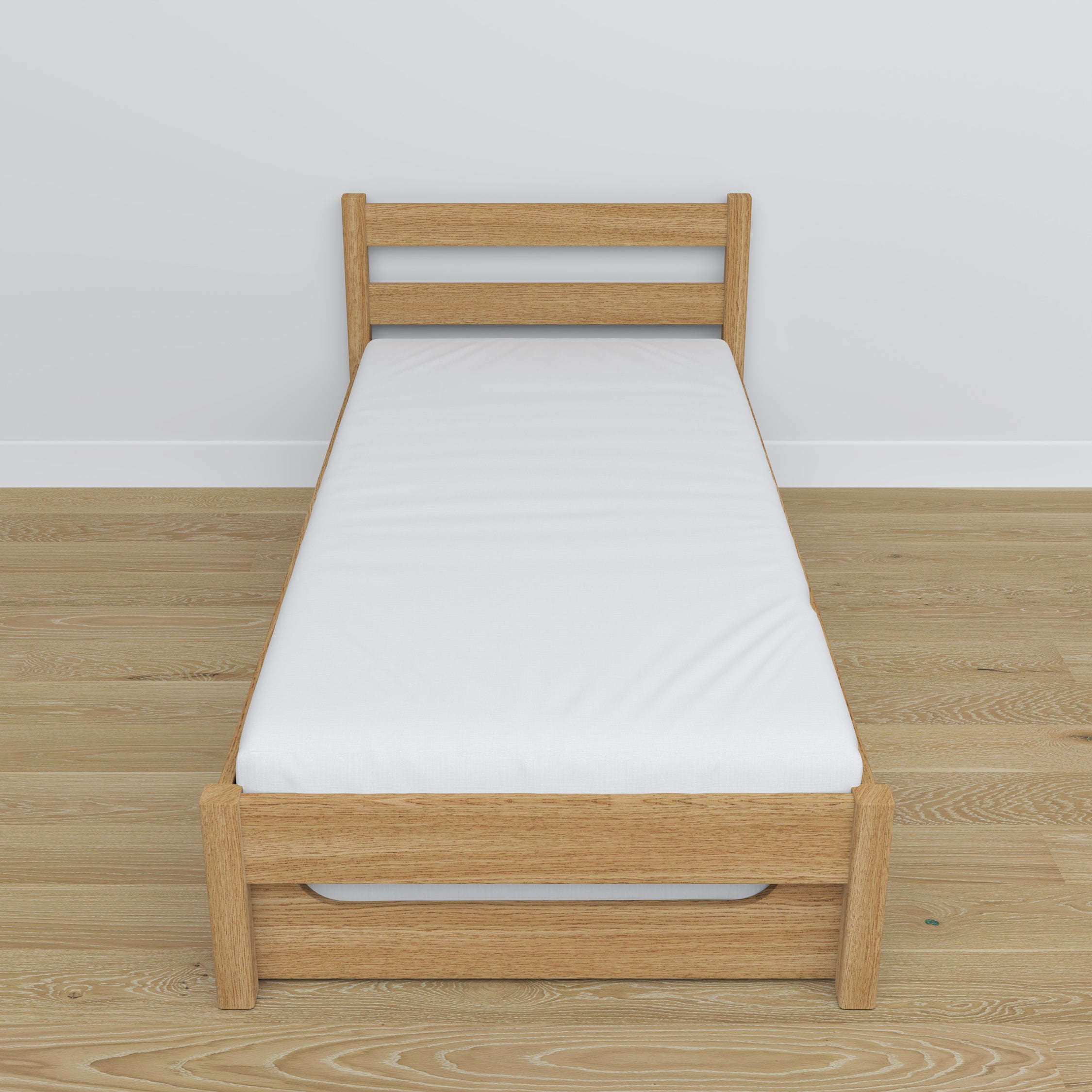 Natural Oak Bed – Mattress Drawer, Oak Details, Nizio Home