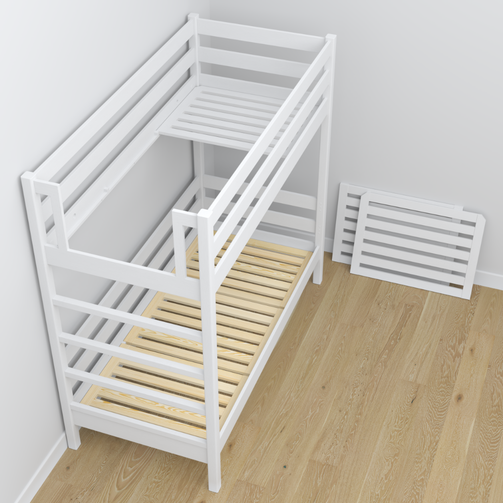 Lit superposé avec tiroir blanc en bois – design scandinave, Nizio