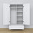 Armoire 2D1S blanc – tiroir ouvert, rangement spacieux, en bois