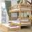 Lit superposé en chêne chêne naturel – échelle, barrières, tiroir na dodatkowy matelas