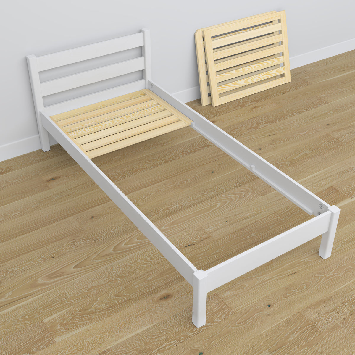 Lit avec tiroir pour matelas blanc en bois – dimensions, Nizio