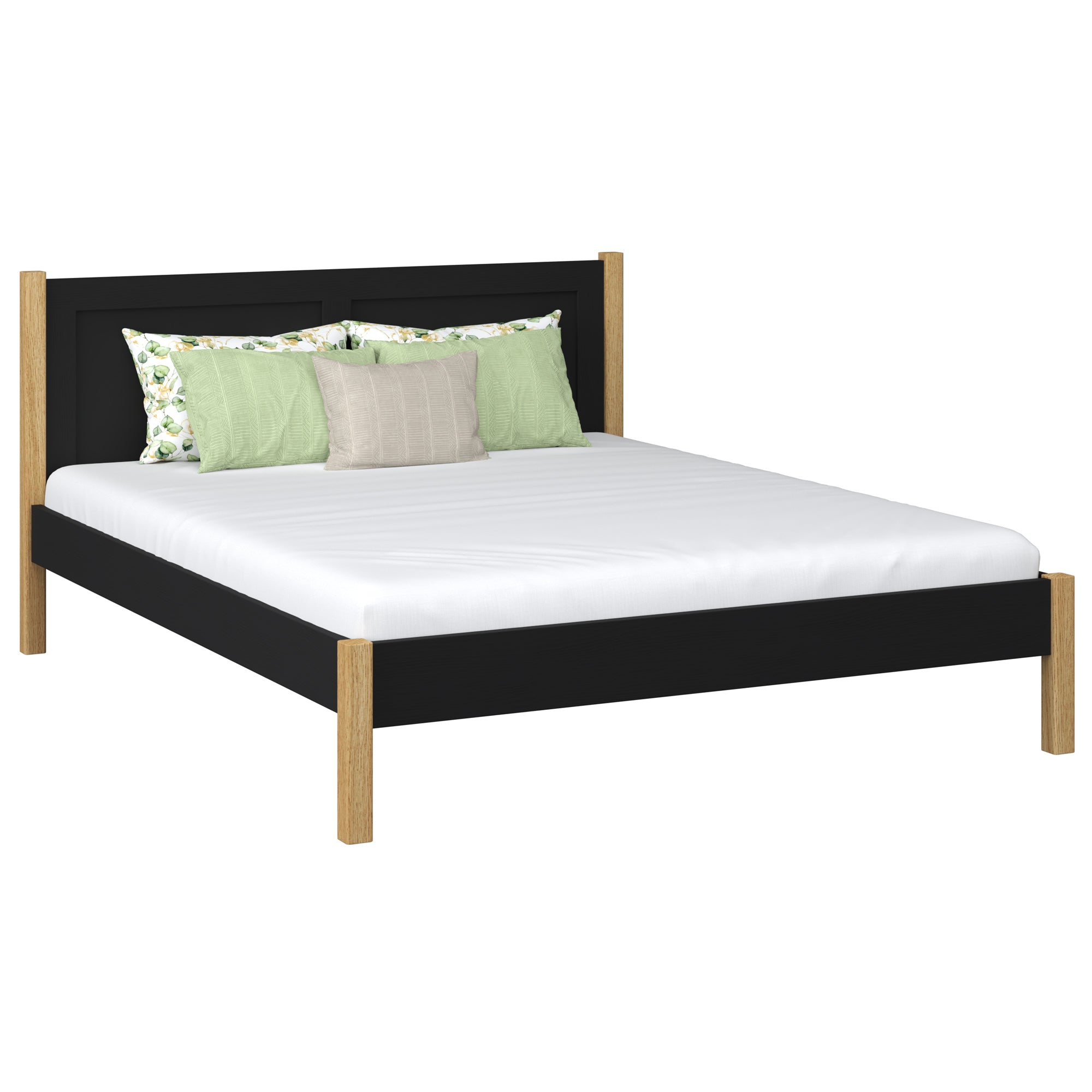 Doppelbett Holz Schwarz-Eiche – Schlafzimmer, Massivholz, skandinavischer Stil
