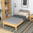 Lit simple en bois pin naturel – vue de côté, proportions du meuble