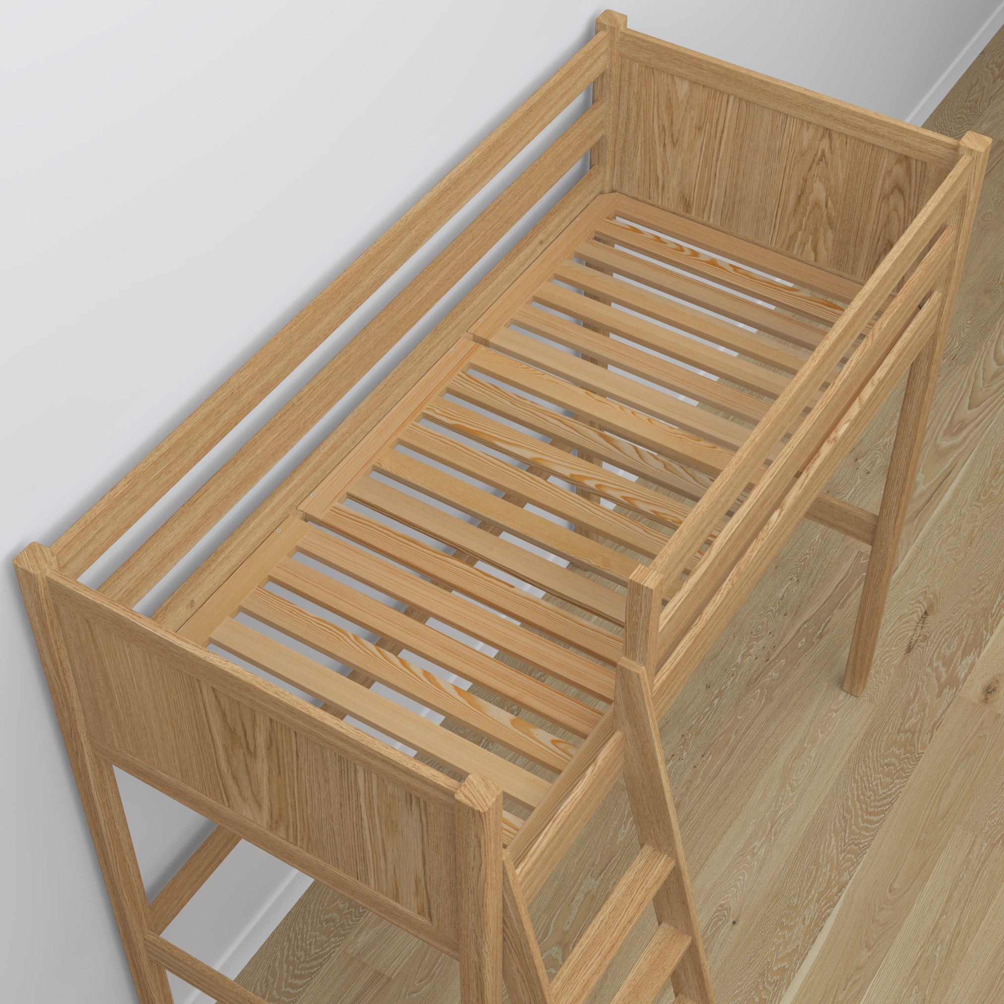 Oak Loft Bed with Desk Natural Oak – Ladder and Joint Details