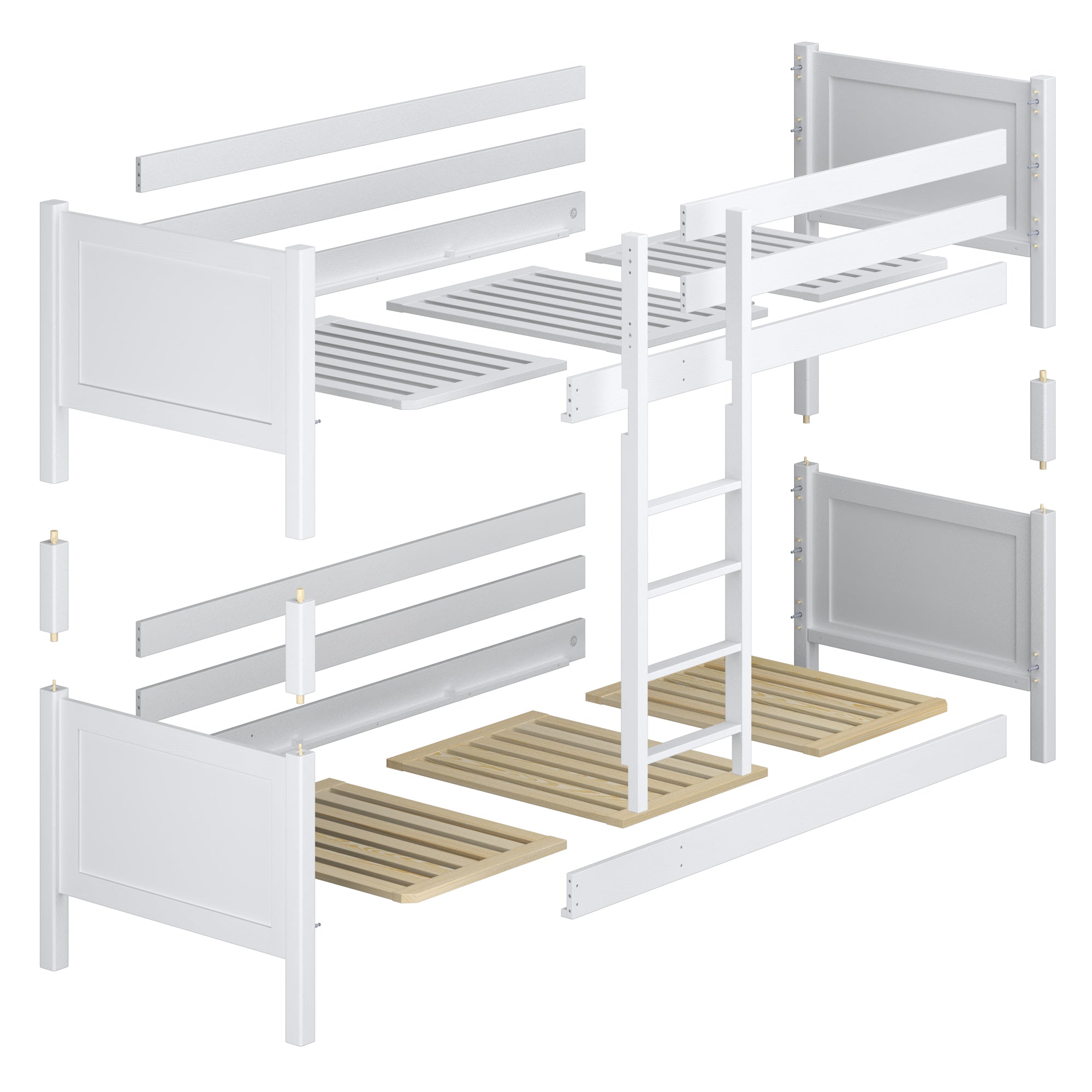 Natural Pine Wooden Bunk Bed – Dimensions and Diagram, Nizio