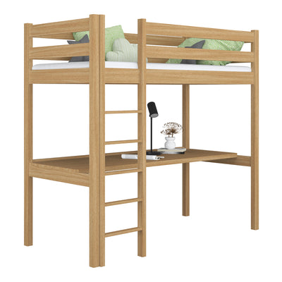 Oak Loft Bed with Desk Natural Oak – Children’s Room, Scandi Nizio
