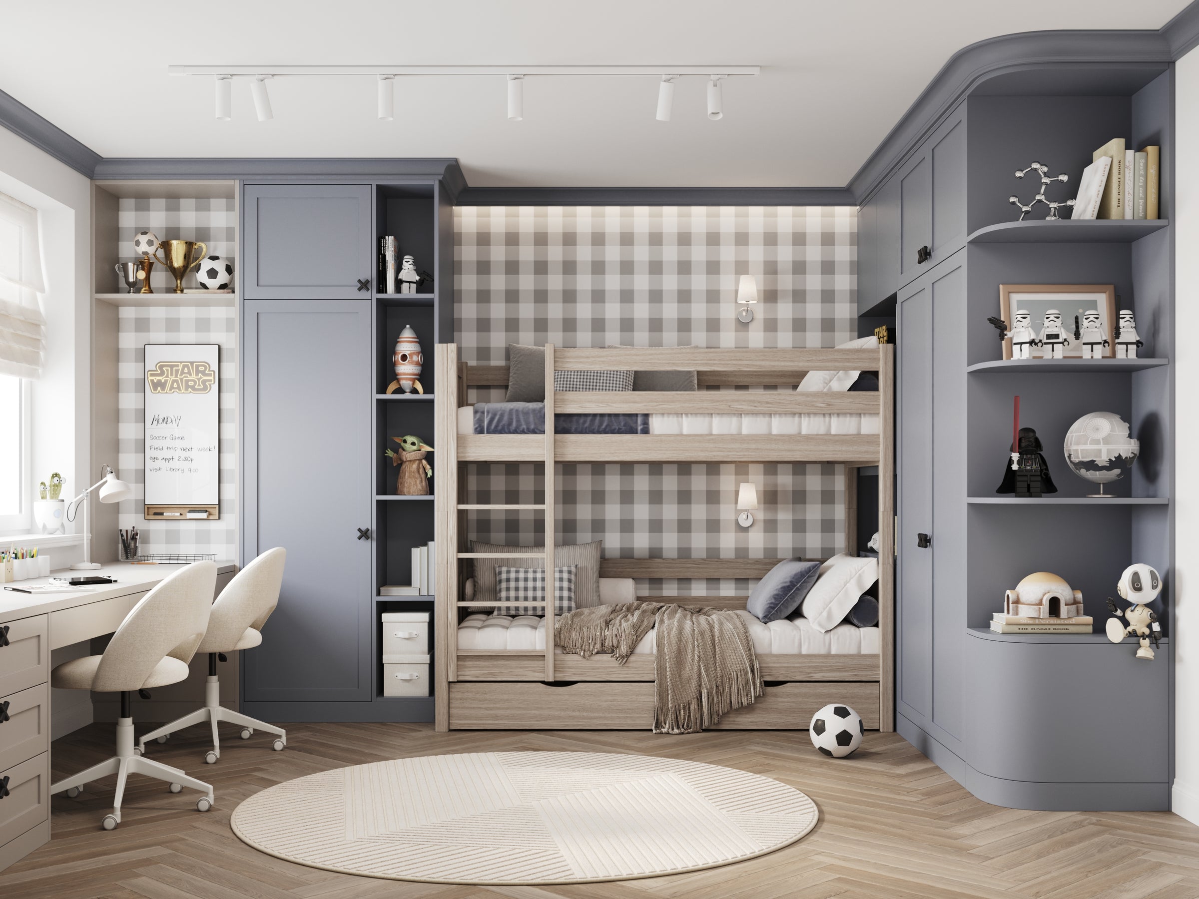 Etagenbett mit Schublade gebleichte Eiche aus Eichenholz – skandinavisches Design, Nizio