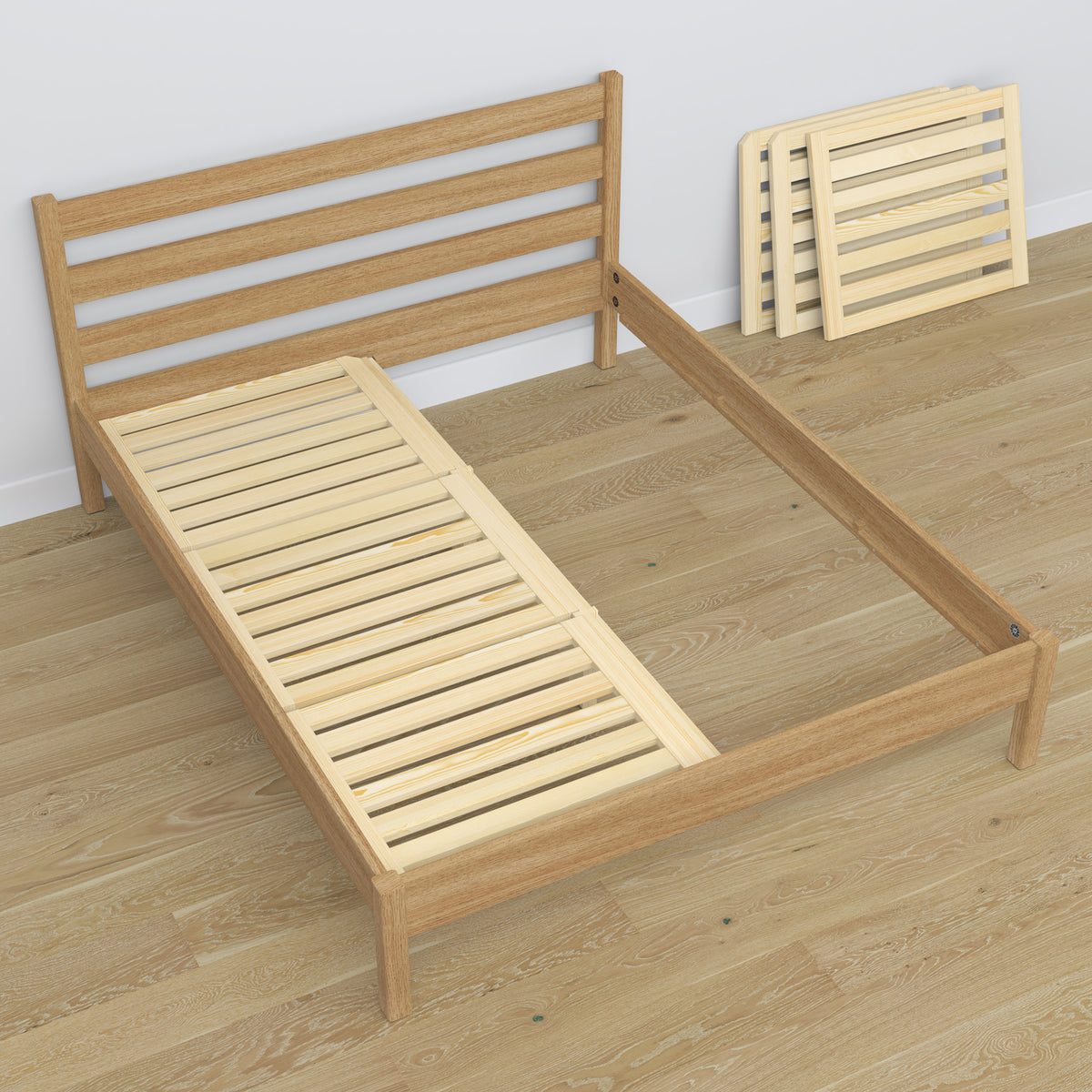 Doppelbett Natureiche – Maße und Schema, Nizio Home